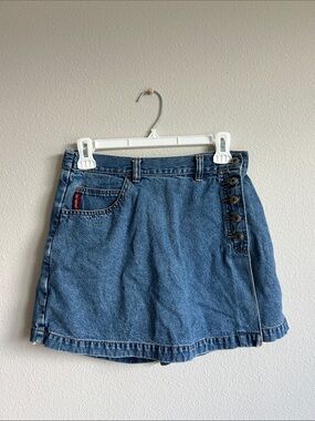 Vintage UNIONBAY Blue Denim Skort with Side Buttons